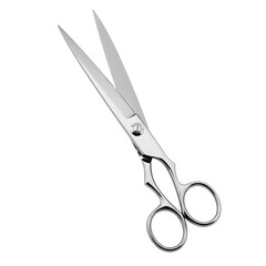 Pair of shiny silver scissors isolated on transparent background, a tool for cutting and crafting projects