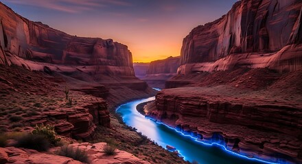 Colorado River Carving Through Canyonlands at Sunset, Utahs Majestic Landscape.