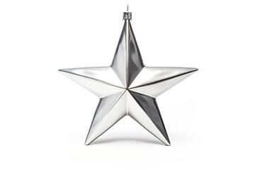 Obraz premium Silver star christmas shiny white background.