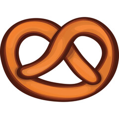 Classic Pretzel Shaped Baked Good Isolated On Transparent Background Detailed Food Illustration