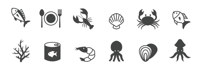 seafood icons vector 