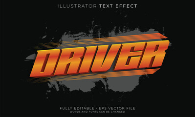 Editable text effect driver style illustration