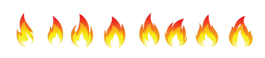 set of fire flames vector illustration. good for fire, angry or danger signs. simple gradation color style