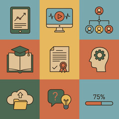 Online Learning and Education Icons for Digital Resources