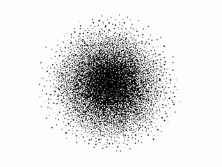 Abstrakcyjny, rozpryskany efekt graficzny z czarnymi kropkami na białym tle, idealny do projekt&oacute;w.