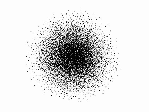 Abstrakcyjny, rozpryskany efekt graficzny z czarnymi kropkami na białym tle, idealny do projekt&oacute;w.