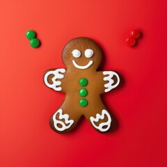 Fototapeta premium Gingerbread man cookie icing dessert.