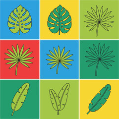 Tropical Leaves Collage Vibrant Botanical Artwork for Decor and Design