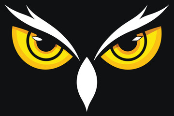 Intense owl eyes stare watchful vigilance alert symbol of wisdom focus and night vision vector