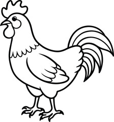Fototapeta premium A simple rooster outline artwork for coloring or design projects farm animal illustration bird sketch vector
