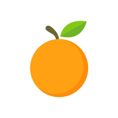 Fresh orange fruit with green leaves vector illustration