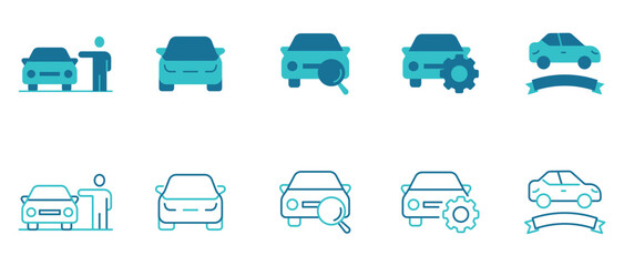 Car feature icon set.smart technology, safety features. Vector and illustrator
