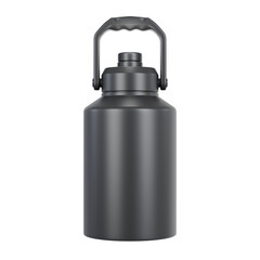 Portable ice bucket, large capacity, camping bottle, with a heavy-duty handle, isolated on a transparent background, viewed from an eye-level front perspective.
