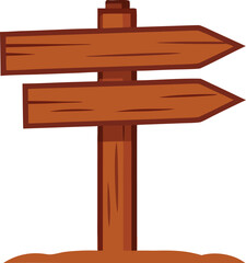 Illustration of a wooden signpost with two arrow-shaped planks pointing left and right. The signpost is on a plain white background.