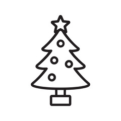 Simple Outline Christmas Tree with Star and Ornaments