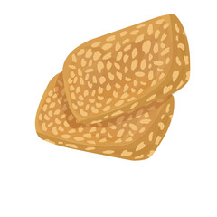 Vector illustration of tempeh slices. Fermented soybean food for plant-based diet.