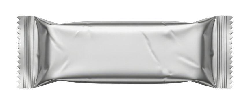 Silver foil wrapper for snack or candy bar isolated PNG with Transparent Background
