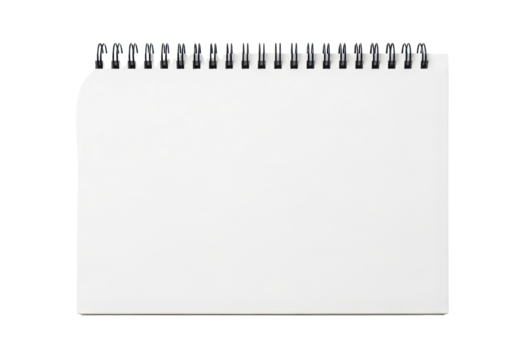 Blank spiral notebook for writing and drawing isolated PNG with Transparent Background