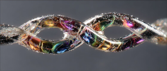 Colorful thin-film soap bubble with sharp ridge and vibrant gravity gradient colors