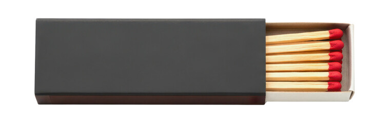 Fototapeta premium Black Matchbox with Red Tipped Matches Product Shot