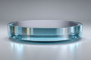 Sharp ferrofluid crest with blank pedestal on hero stage for product display