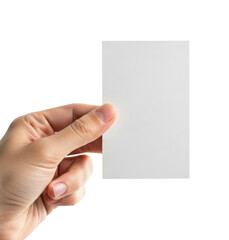 Fototapeta premium Hand Holding Blank White Vertical Business Card Mockup