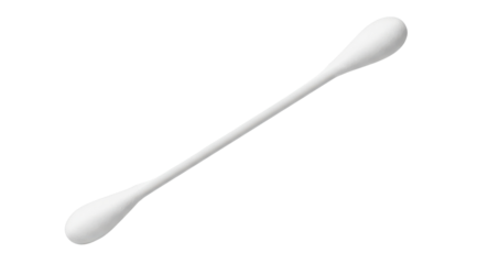 Single White Cotton Swab on White Background