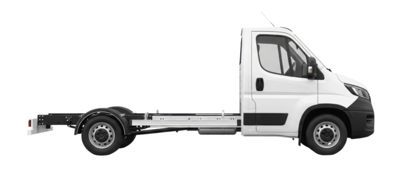 Bare chassis cab delivery vehicle isolated PNG with Transparent Background