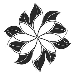 Black and white abstract floral petal design vector