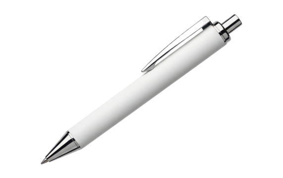 White ballpoint pen for writing isolated PNG with Transparent Background
