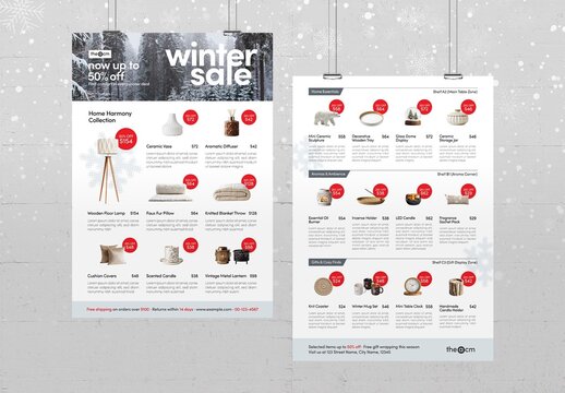 Winter Sale & Catalog Poster Template for Holiday Season Discounts