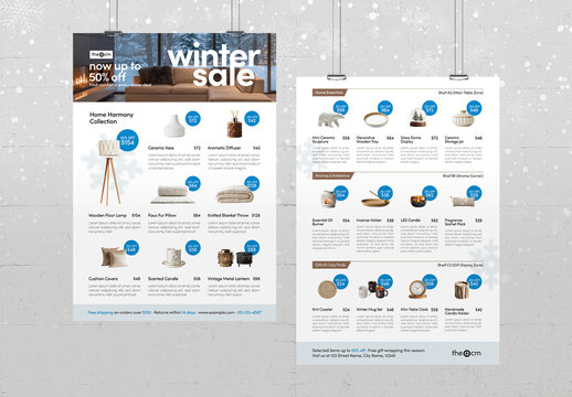 Winter Sale & Catalog Poster Template for Holiday Season Discounts