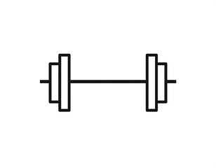 Simple black and white barbell icon on white background