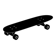 Simple black illustration of a skateboard on white