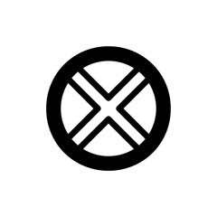 Simple graphic symbol of circle and "X