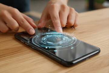 Augmented reality bot projecting dotted guidance rings from smartphone screen