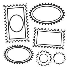 Black Outline Stamp Frames and Shapes border black and white