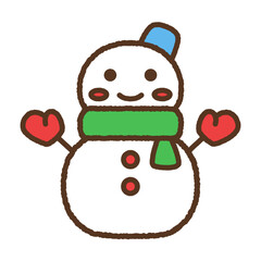 手書き風の単品アイコンイラスト　雪だるま