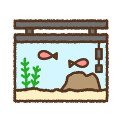 手書き風の単品アイコンイラスト　水槽