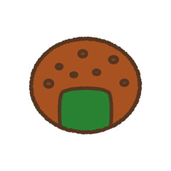 手書き風の単品アイコンイラスト　煎餅