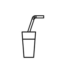 Simple line drawing of a glass with straw