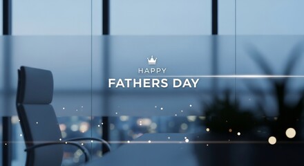 Happy Father's Day design template. Perfect for corporate wishes or promotion events. Featuring sleek office setup. A great digital design asset, and commercial use.