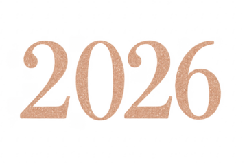 2026 year glitter rose gold numbers transparent background