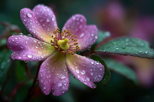 Macro close-up of a QR code placard with dew droplets and glowing phone scan at farmer's market