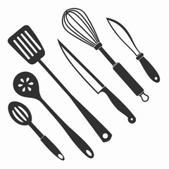 Black Silhouette Kitchen Utensils Collection kitchenware