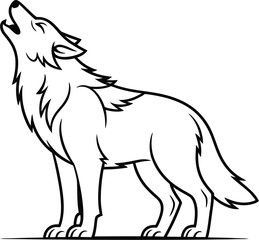 Illustration of a howling wolf isolated on white background, a majestic creature of the wild