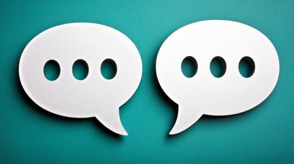 Clean white speech bubbles on vibrant green background representing digital communication and dialogue.