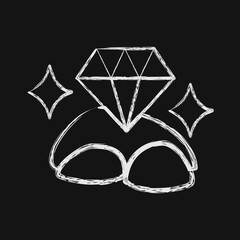 Icon diamond. Gold mining elements. Icon in chalk style.