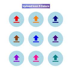 Vibrant collection of upload icons featuring diverse colors, offering a modern and eye-catching design for websites, applications, and presentations, perfect for showcasing data transfer and file mana