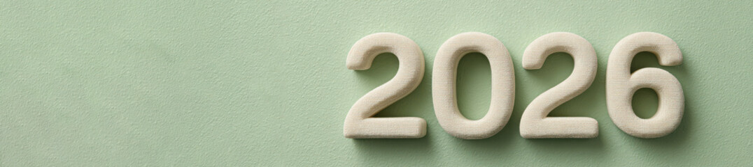Year 2026 Future Date Light Green Background.
